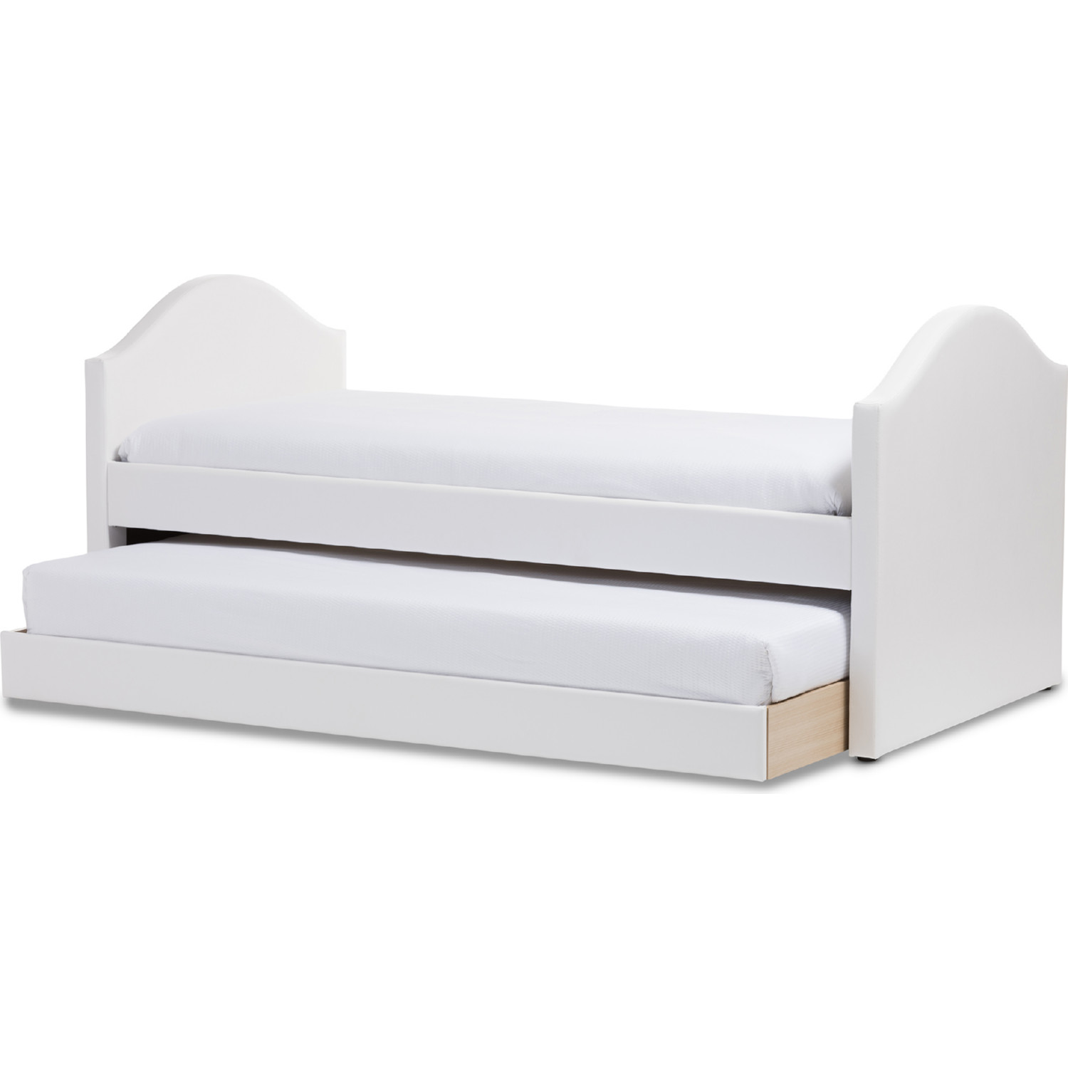 Baxton CF8751 White Day Bed Alessia Twin Daybed w Trundle in